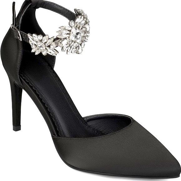 Journee Collection Womens D'Orsay Rhinestone Ankle Strap Stiletto Heels - Picture 1 of 4